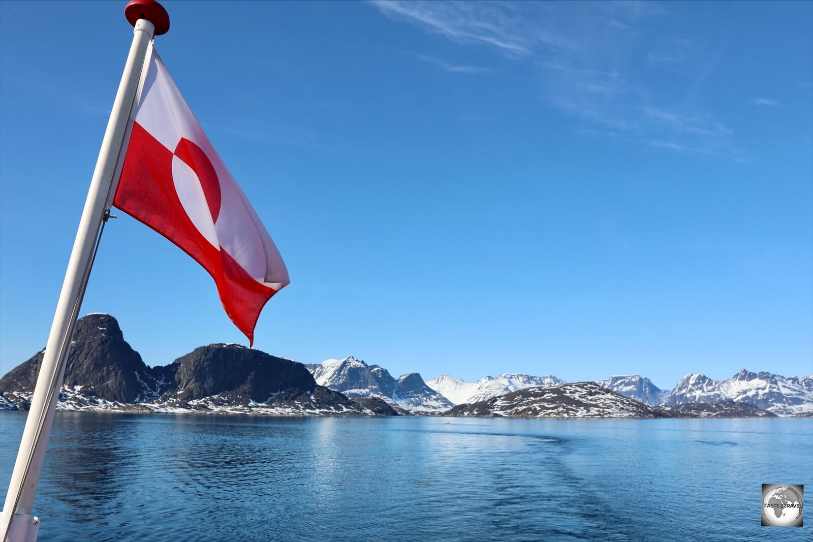 A view of the Greenland coast, from the deck of the Sarfaq Ittuk passenger ship.