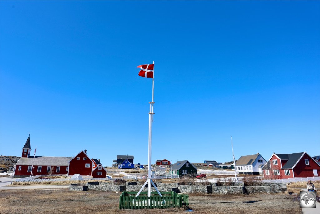 The Danish flag flying in Nuuk.