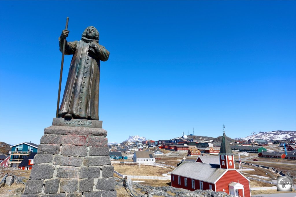 A statue of the Danish missionary, Hans Egede, who founded Nuuk in 1728.