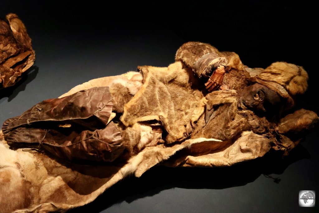 A 500-year-old mummy, fully dressed in boots, a coat and a hat.