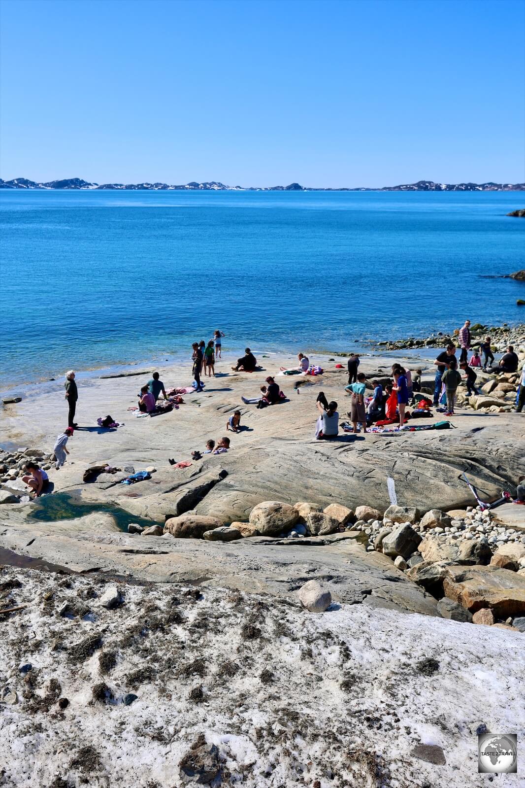 A view of the 'beach' in Nuuk, where the water is a refreshing 2 degrees!