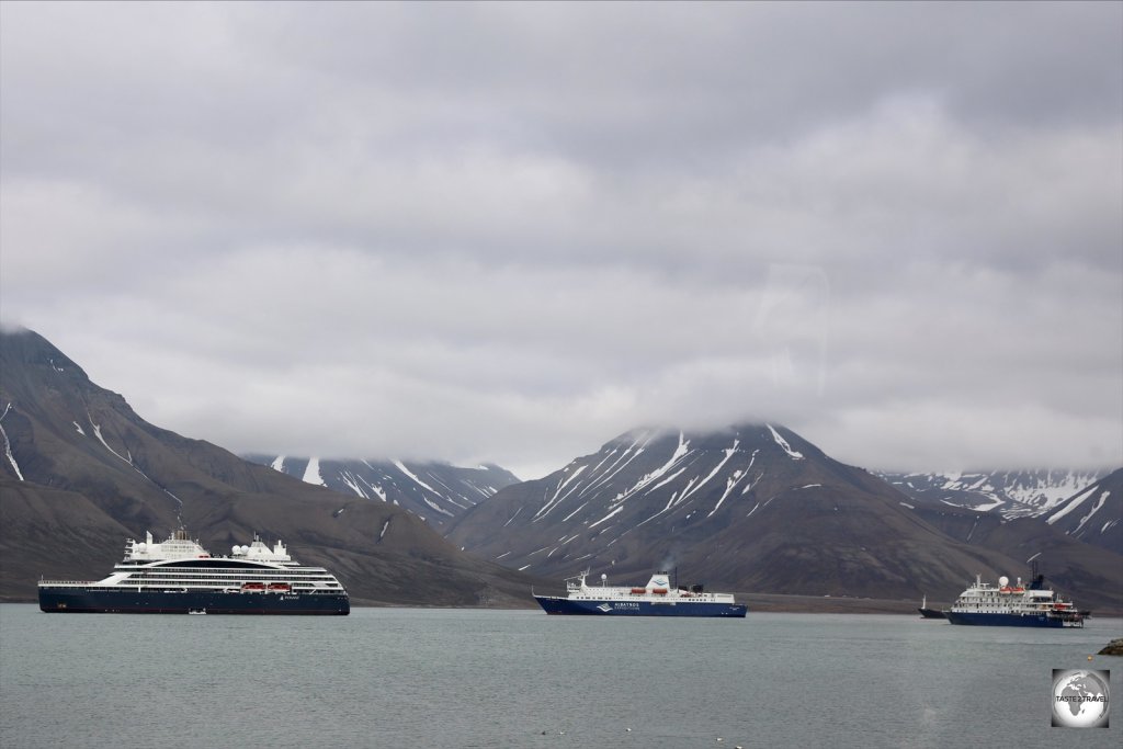Cruise ships in Longyearbyen harbour.