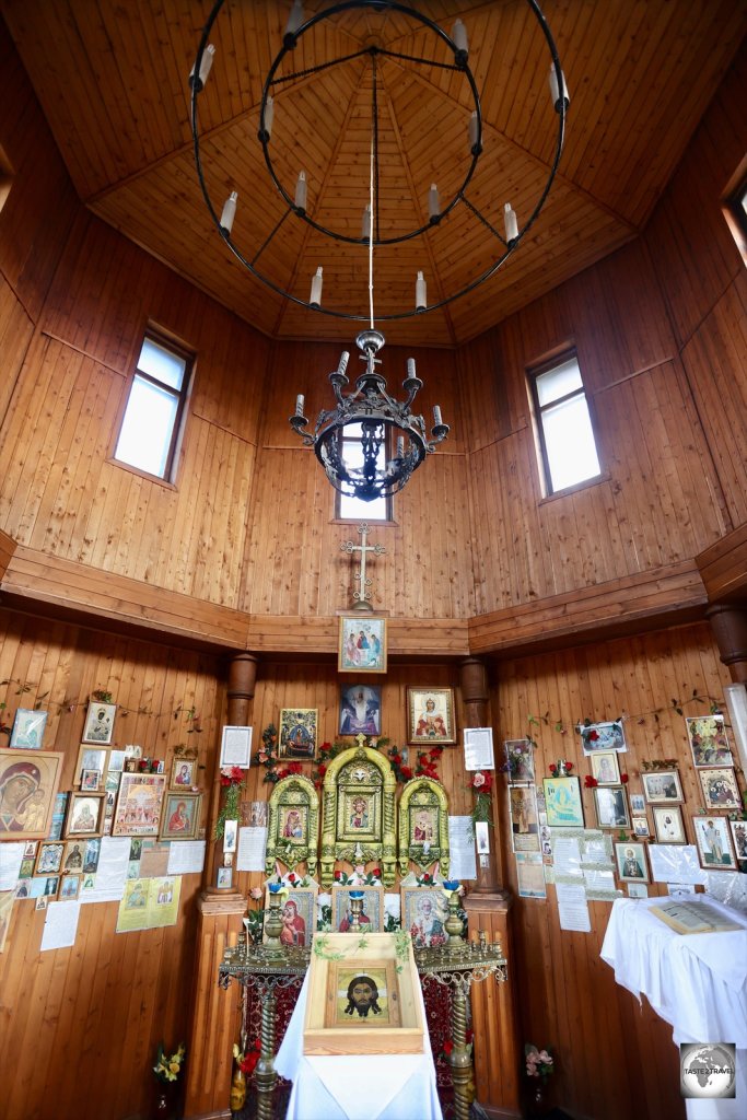 The interior of the Russian Orthodox chapel in Barentsburg.