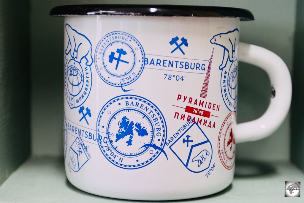 Items for sale in the gift shop at Pyramiden.