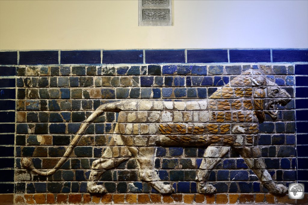 The Iraq Museum features an original glazed enamel brick lion from Babylon.