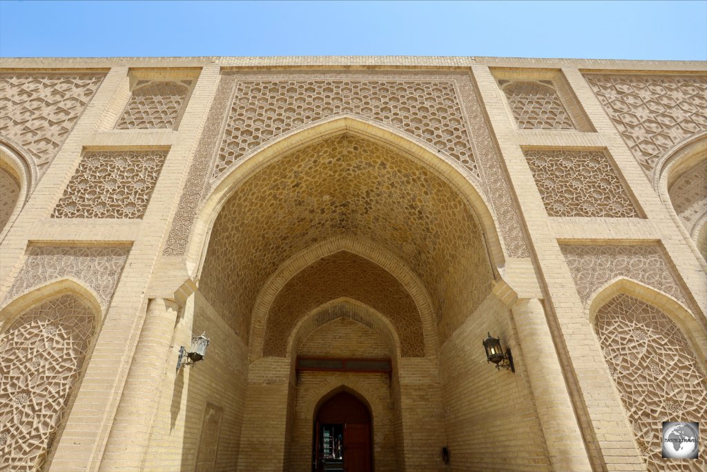 A view of the main entrance to the Mustansiriya Madrasah.