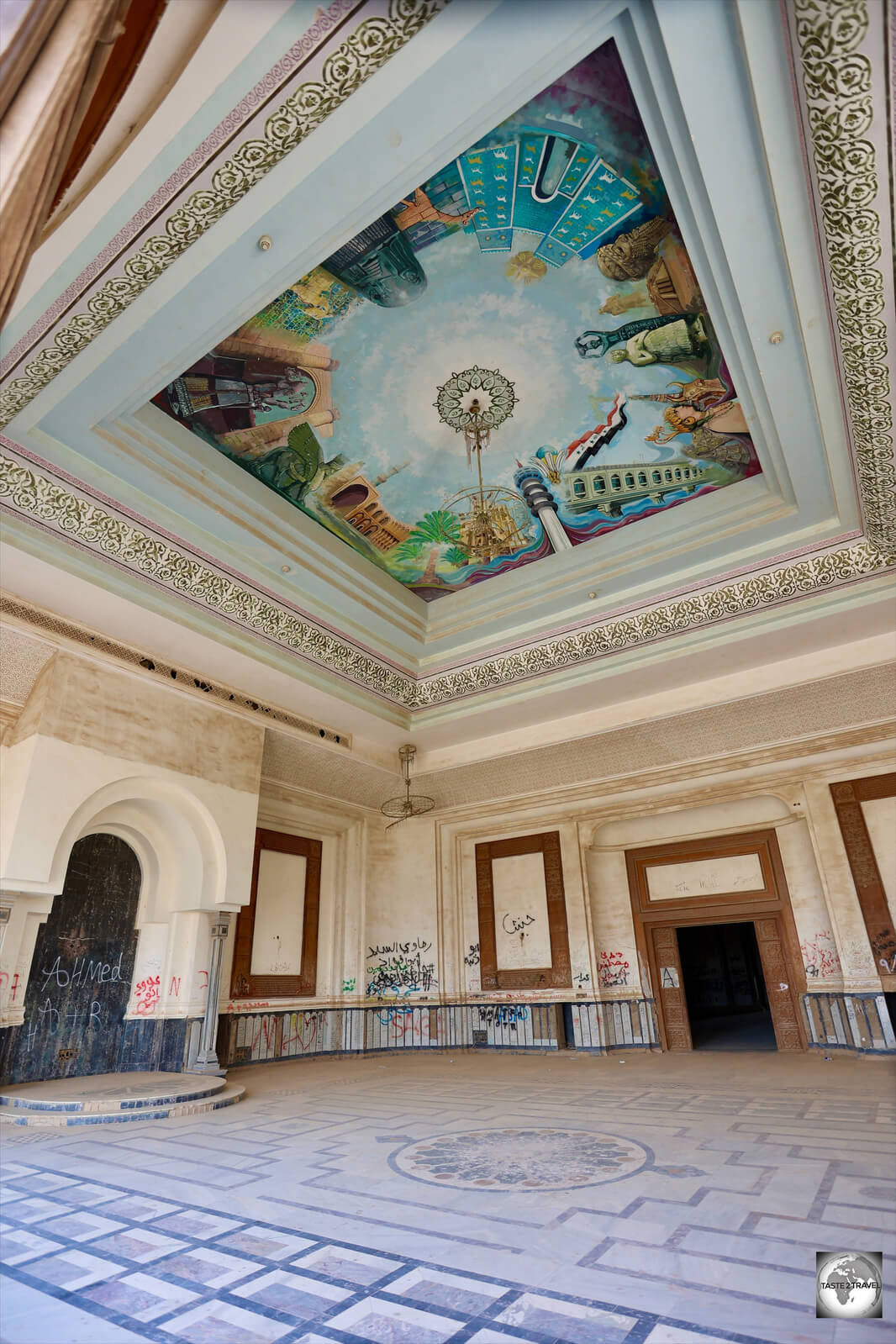 A view of the throne room at Saddam Hussein's Babylon palace.