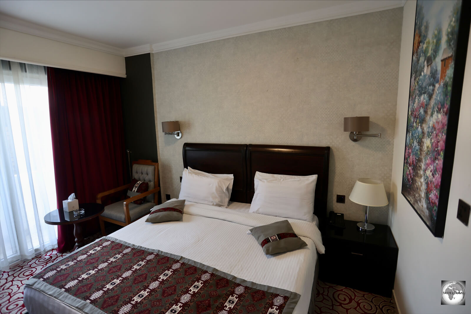 My cosy 'standard' room at the Andalus Hotel Suites in Baghdad.
