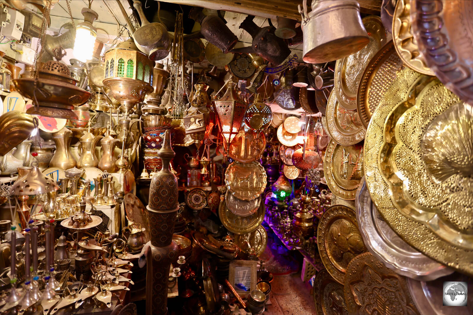 An Aladdin's Cave of copperware at the Baghdad copper market.
