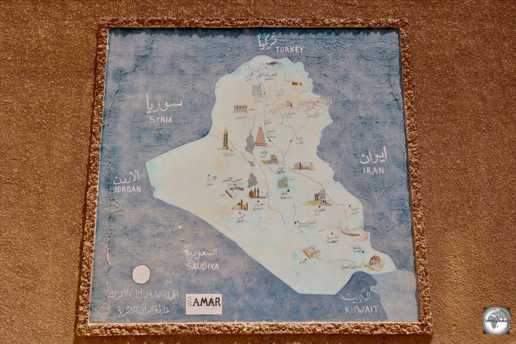 A map at Babylon, showing the ancient cities of Iraq.