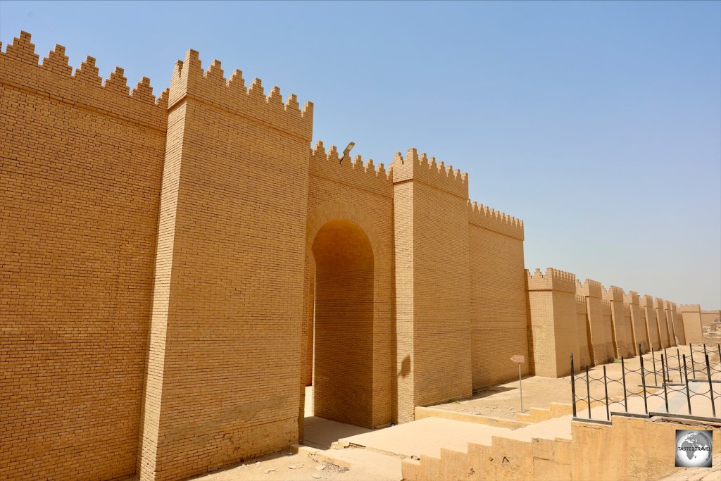 The modern walls of ancient Babylon date from the 1980's.