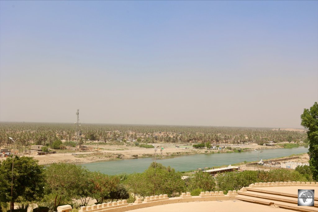 A view of the Euphrates River from the balcony of Saddam Hussein's palace in Babylon.