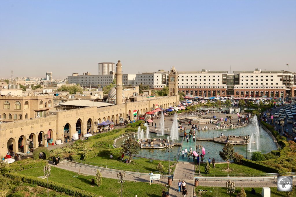 A view of the Fountains of Shar Park from Erbil Citadel.
