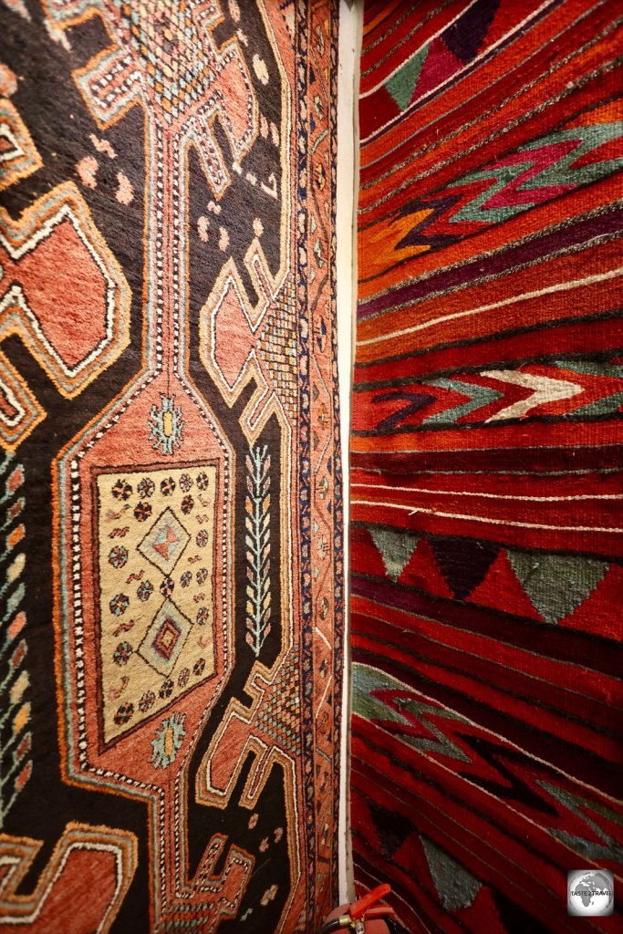 Flat weave, kilim carpets, at the Kurdish Textile museum in Erbil.