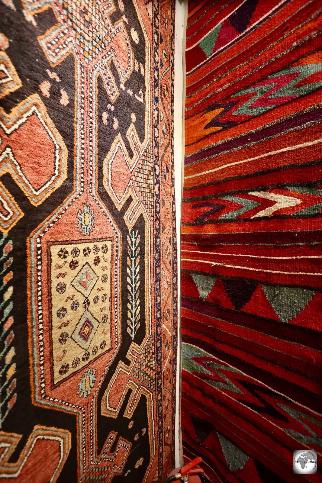 Flat weave, kilim carpets, at the Kurdish Textile Museum in Erbil.