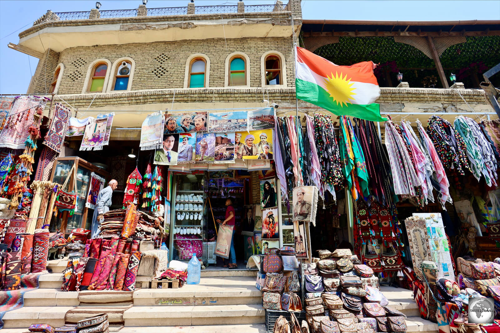 Souvenir shops opposite Erbil souk.