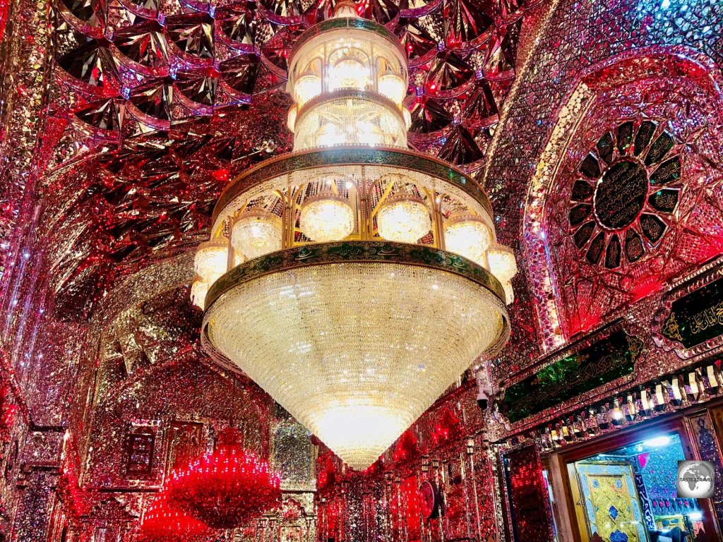 A view of the opulent interior of the Imam Ali Shrine, a highlight of Najaf.