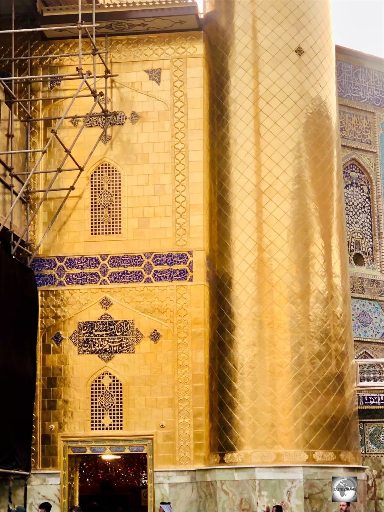 The entire front of the Shrine of Iman Ali is covered in gold-plated bricks.