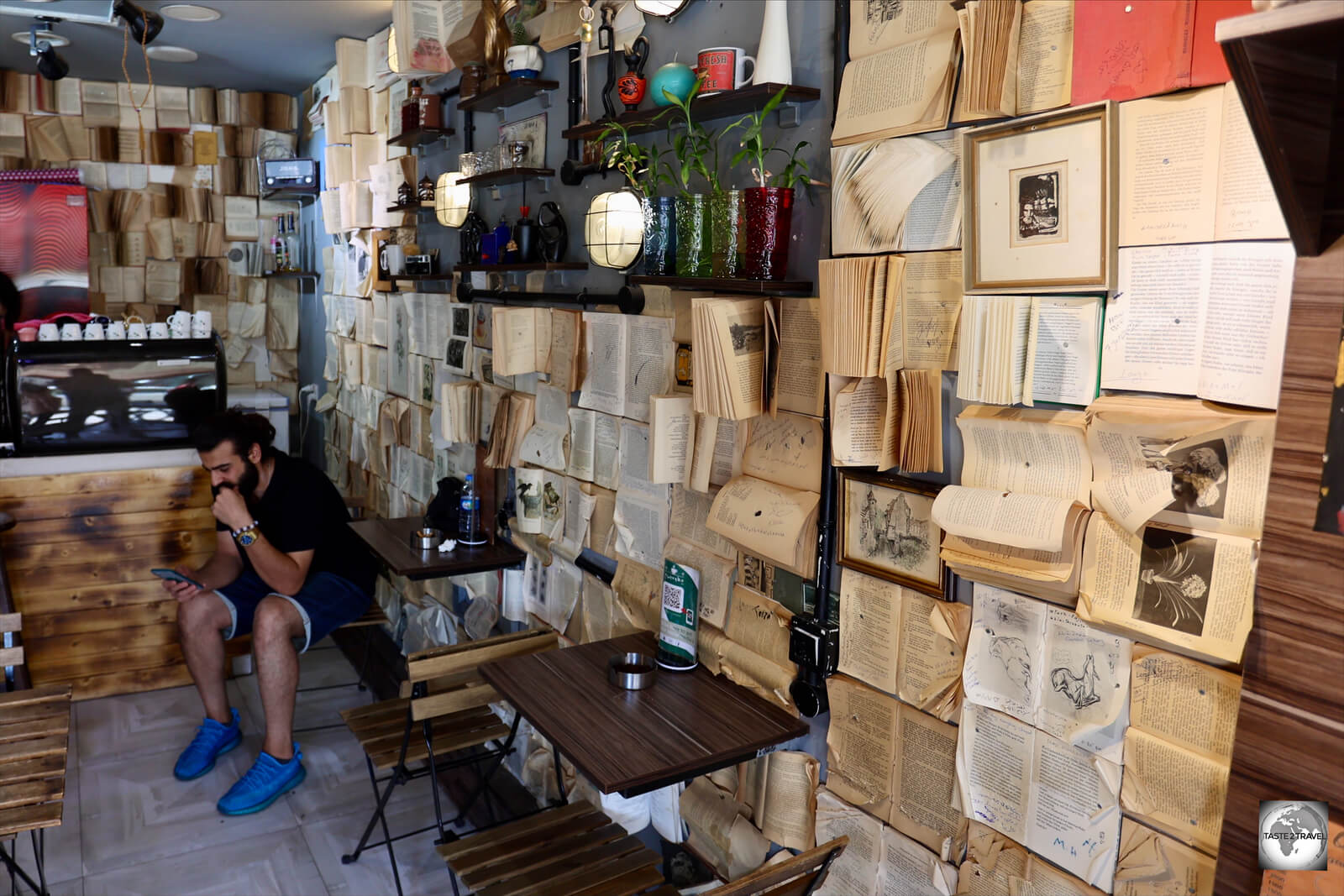 The walls of this groovy downtown cafe in Sulaimaniyah are decorated with books.