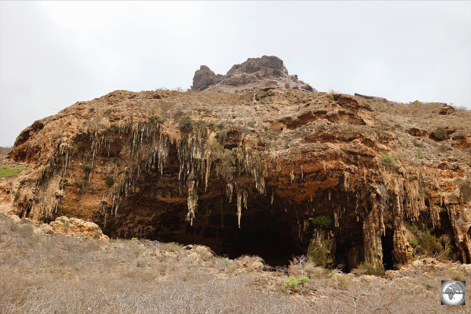 Dagub cave is set in the limestone escarpment which runs along the south coast.