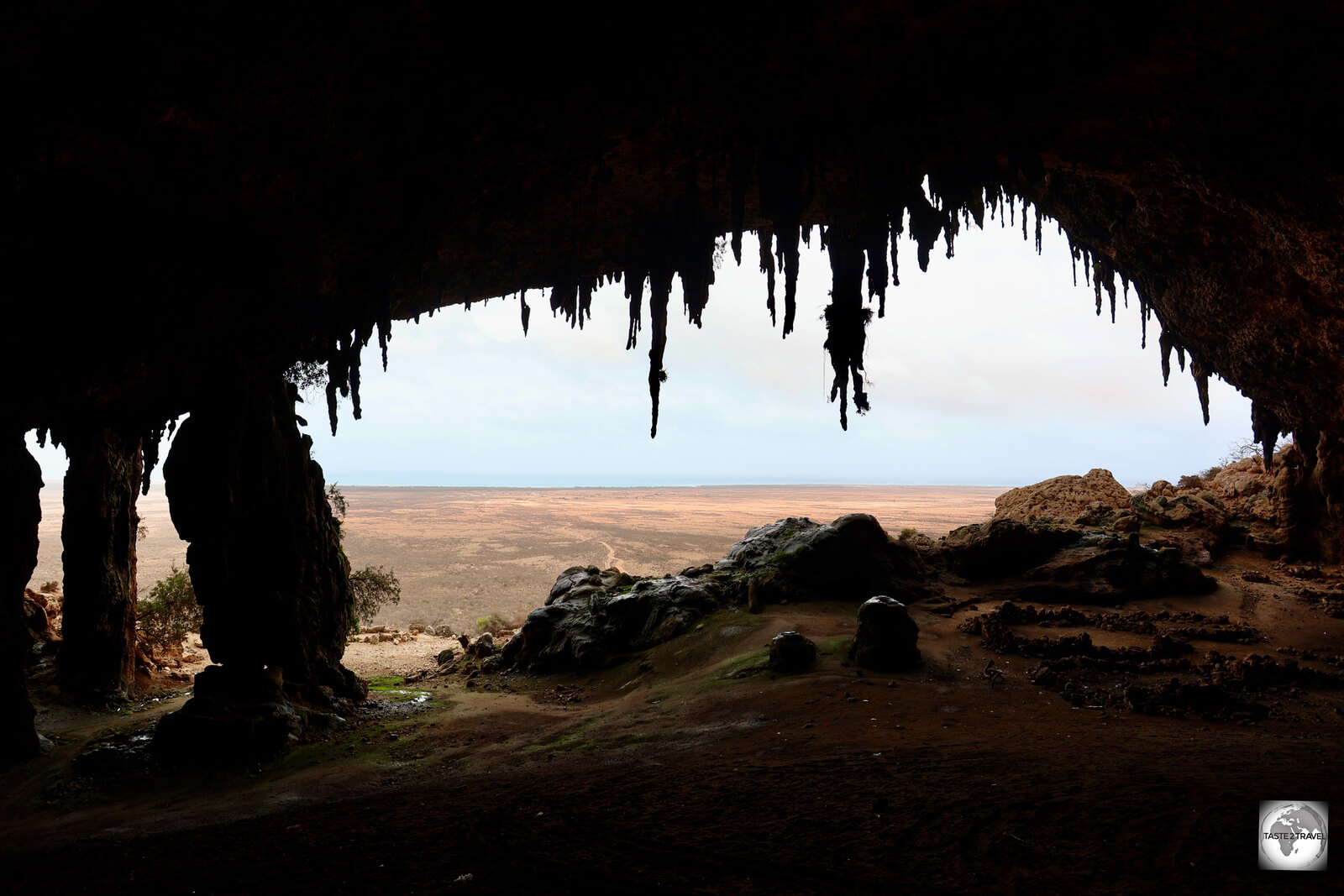 The view from within the massive Dagub cave.
