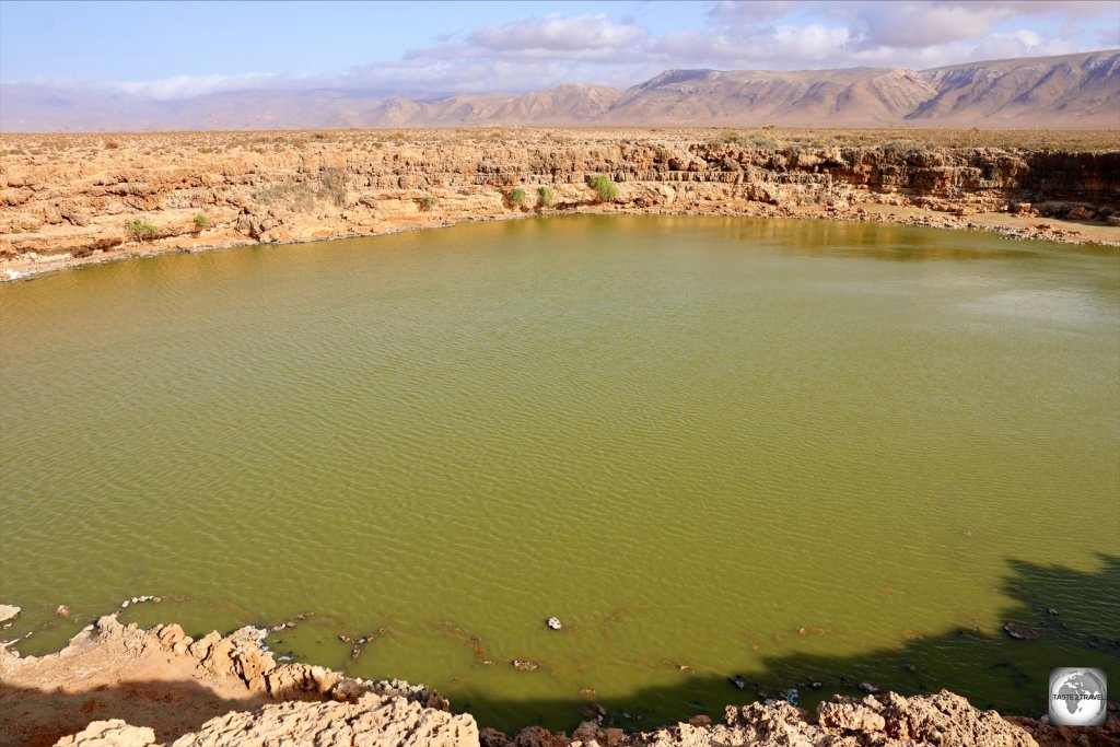 A view of the Qoba Crater Lake which lies on the north coast of Socotra.