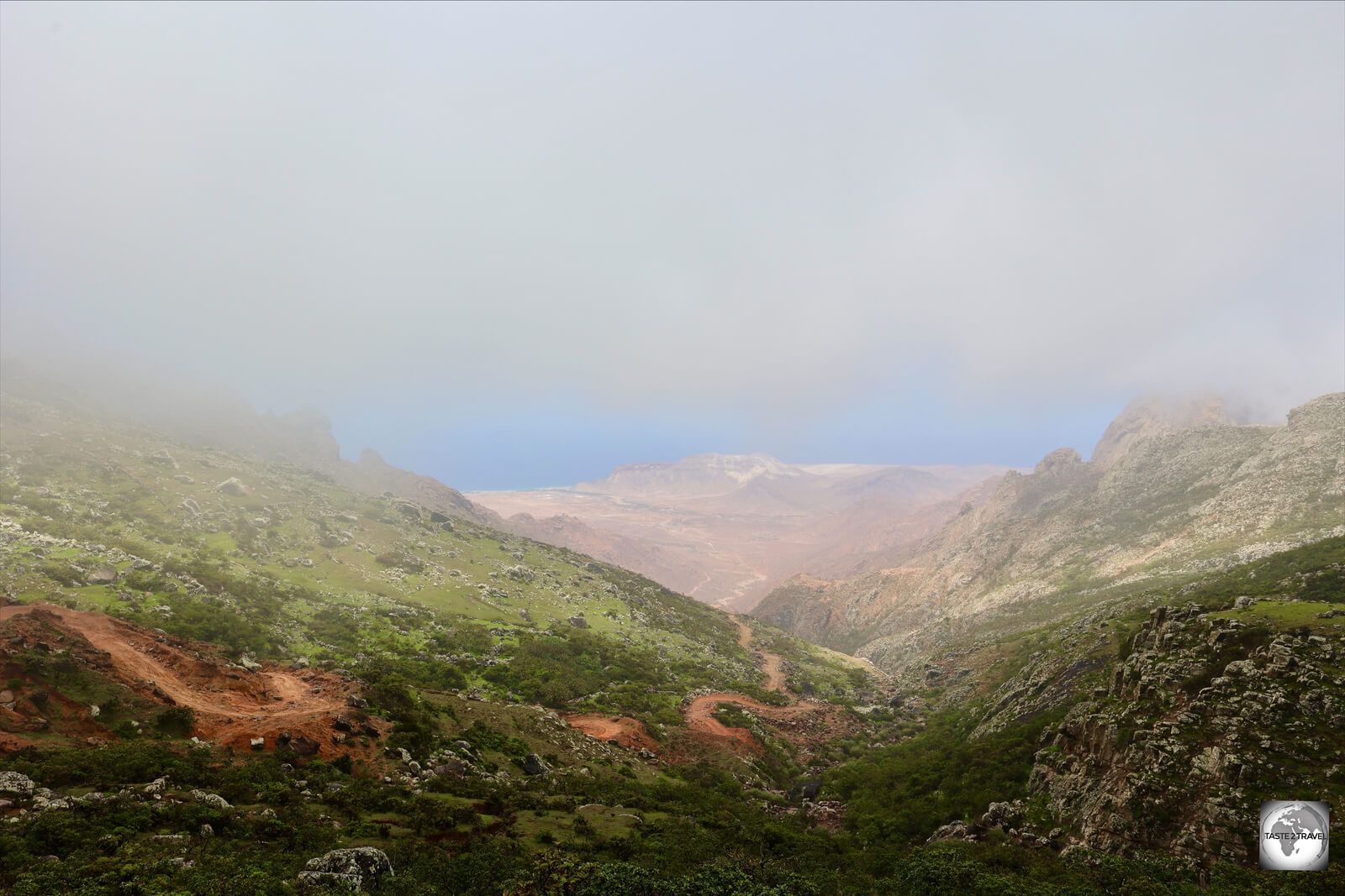 A view down to the north coast from the Hajhir Mountains.
