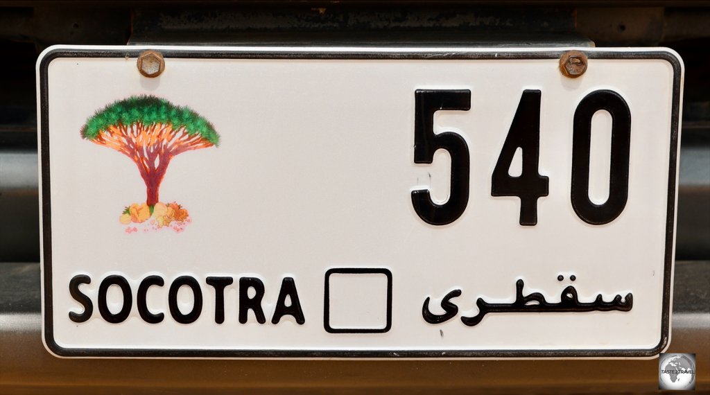 A Socotra car license plate.