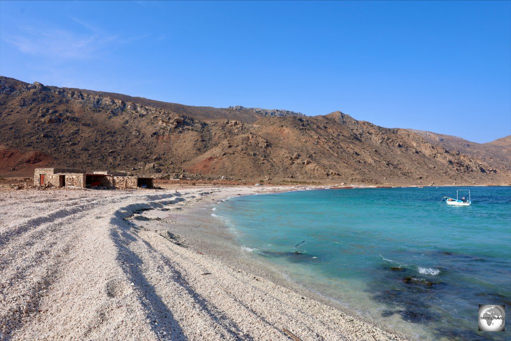 A view of the coral-covered beach at Dihamari Marine Protected Area.