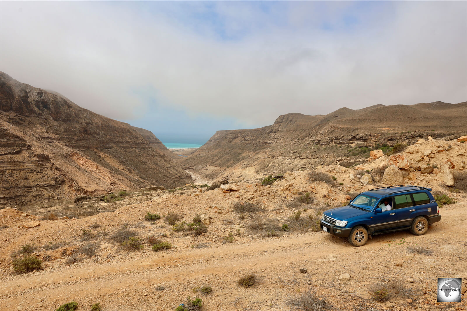 A view of the Kalysan Canyon, with the Indian Ocean in the background.