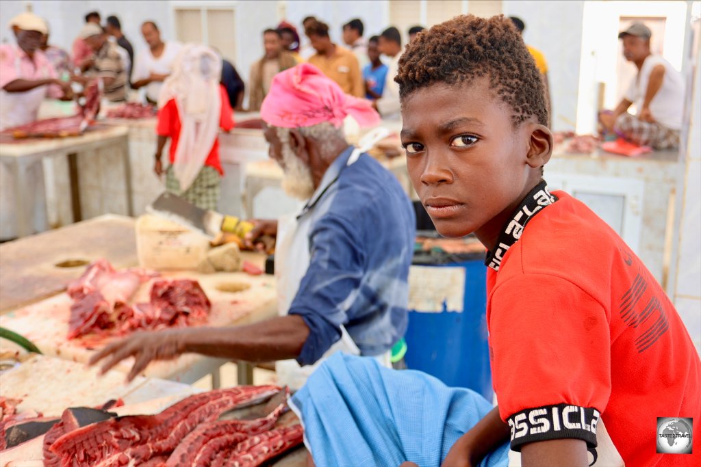 Fish vendors at the Central fish market in Hadiboh, Socotra.