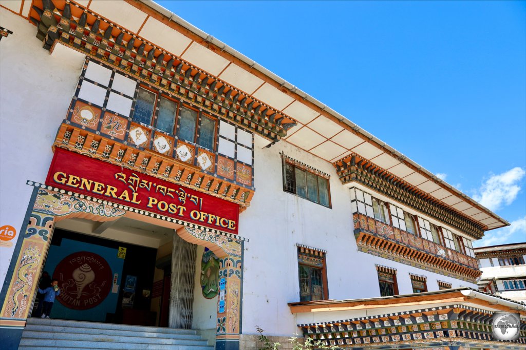 The main GPO in Thimphu serves as the headquarters of Bhutan Post Office.