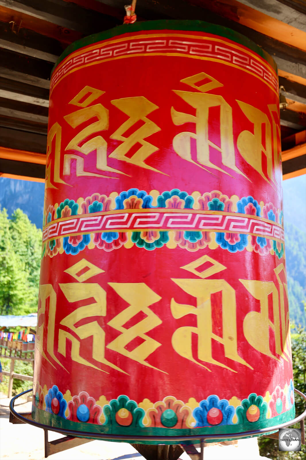 This prayer wheel marks the halfway mark of the hike up to the Tiger's Nest Monastery.