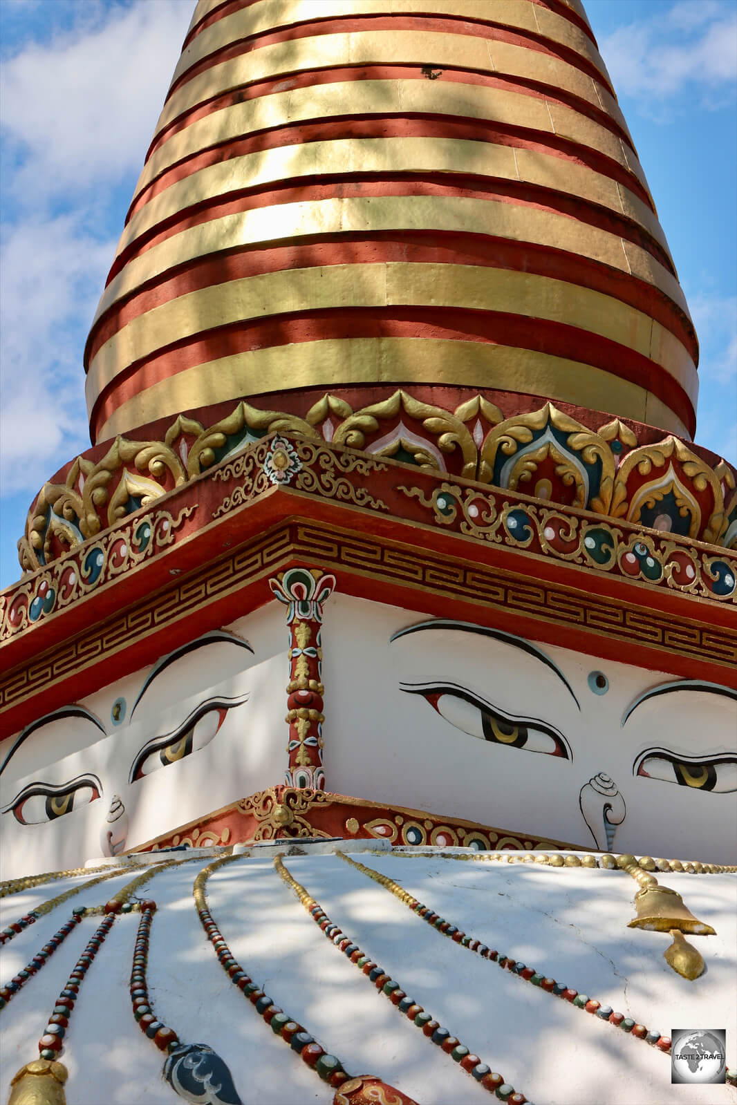 The beautiful Nepalese-style Stupa at Khuruthang Lhakhang.