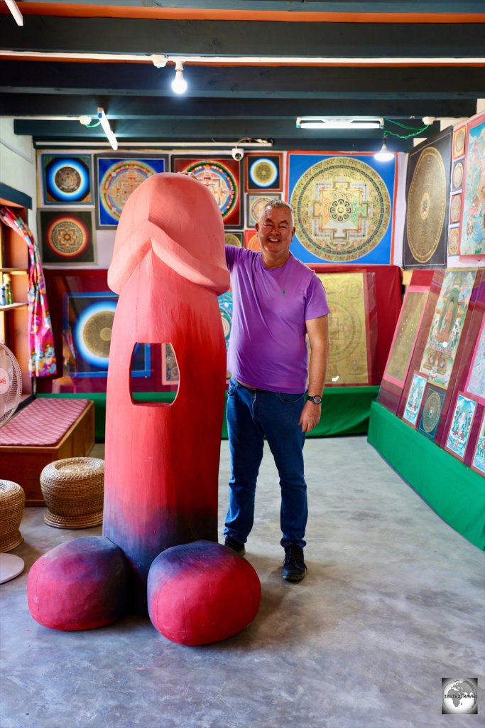 Size doesn't matter! Me (190 cm), posing next to a giant phallus in a Lobesa giftshop.