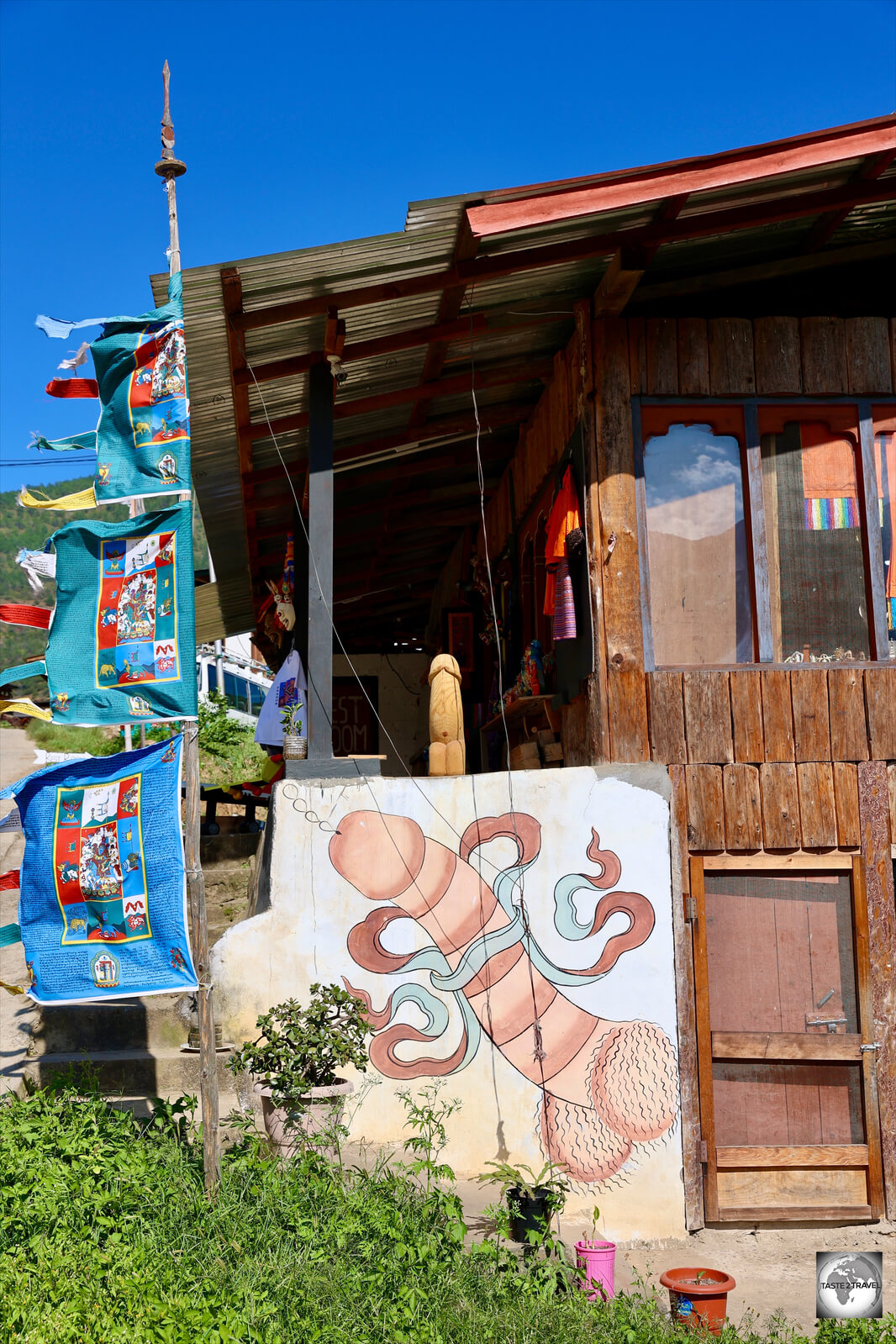 A shop in Lobesa is adorned with a 'shooting' phallus.