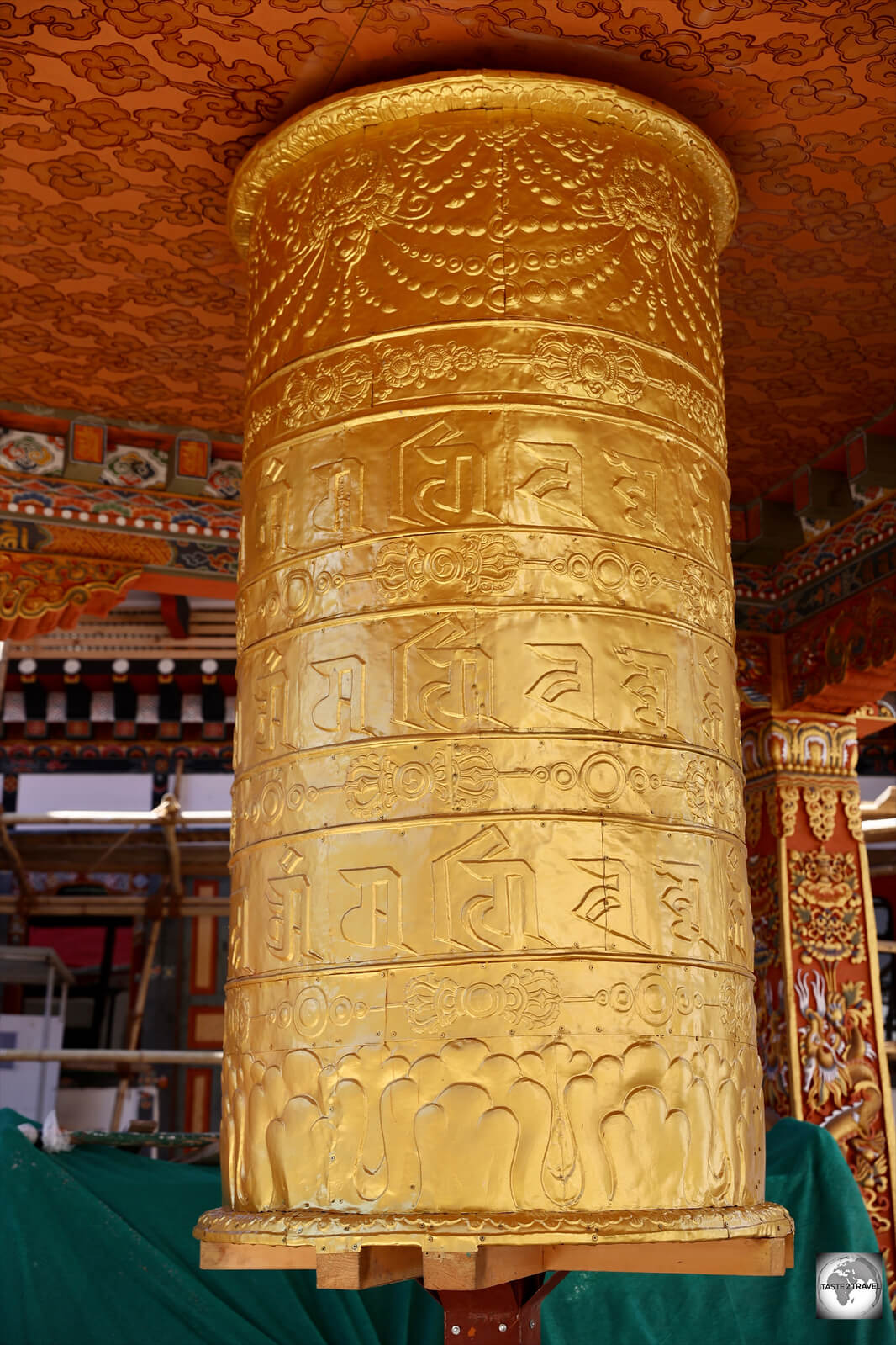 The prayer wheel at the National Institute for Zorig Chusum.