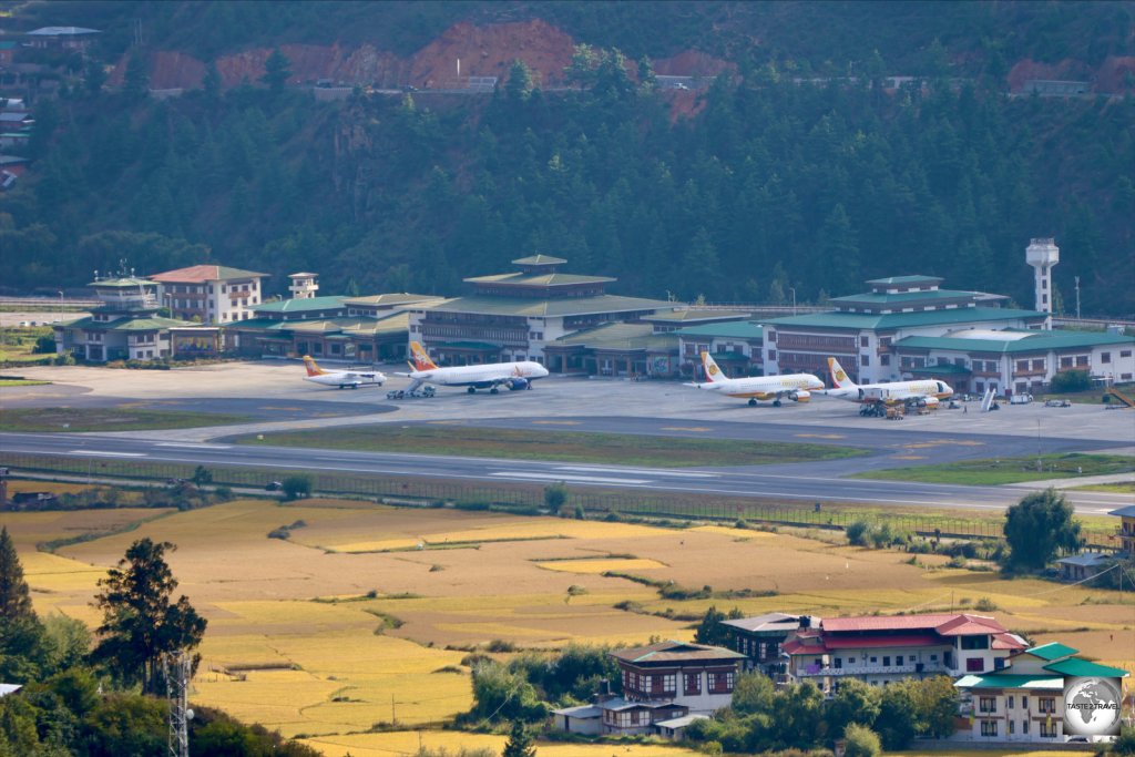 A view of Paro International Airport, ranked as one of the most dangerous airports in the world.