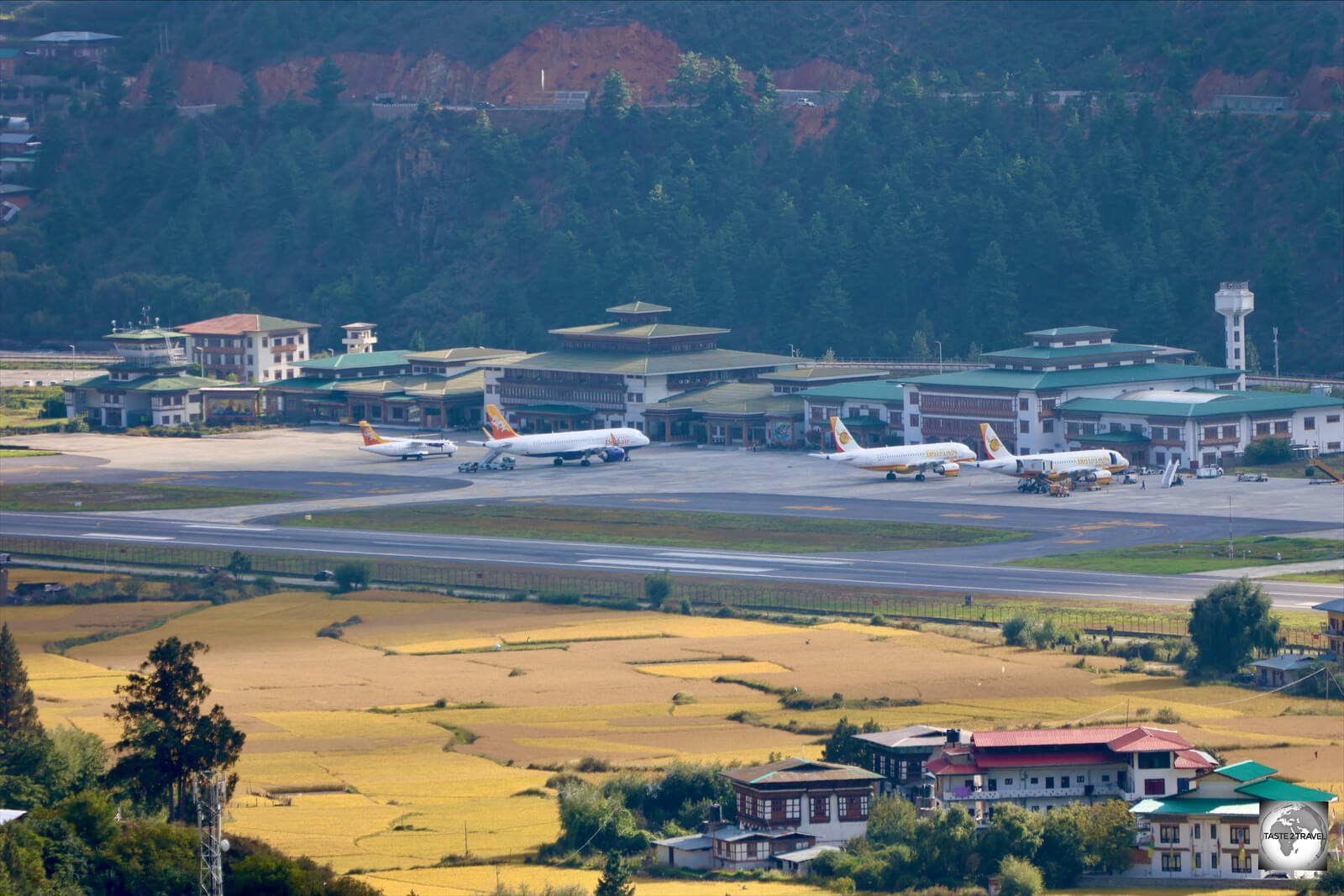 Located in a narrow valley, Paro International Airport is ranked as one of the most dangerous airports in the world.