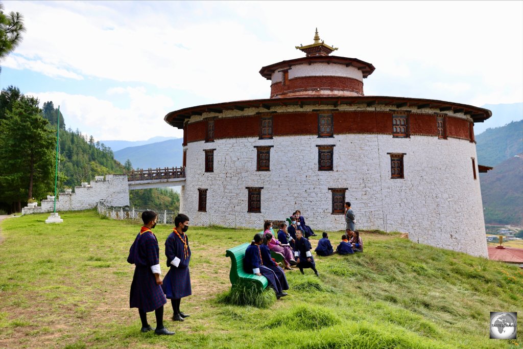 School children visiting the National Museum of Bhutan.