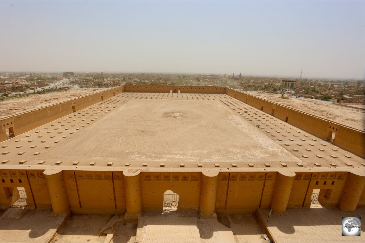 A view of the former Great Mosque of Samarra, once the largest mosque in the world, from the top of the adjacent minaret.