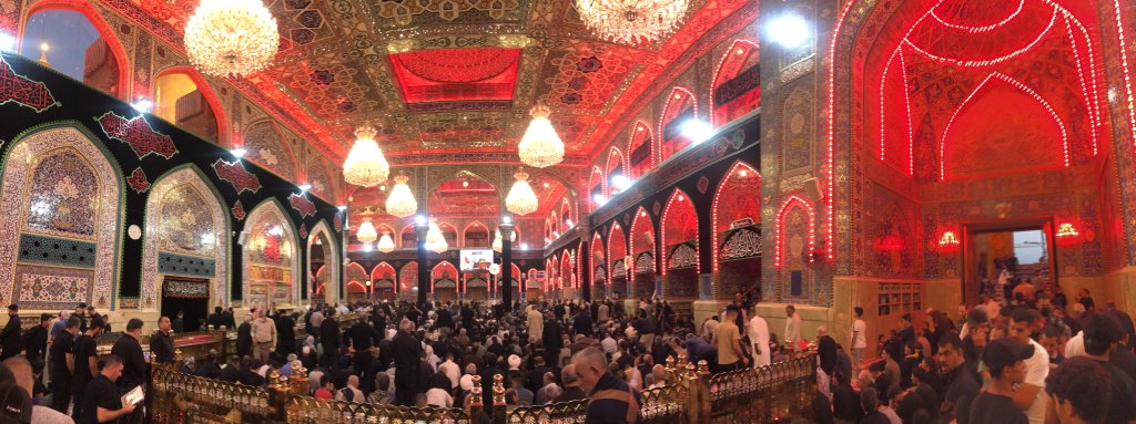 The interior of the Imam Hussain Holy Shrine in Karbala.