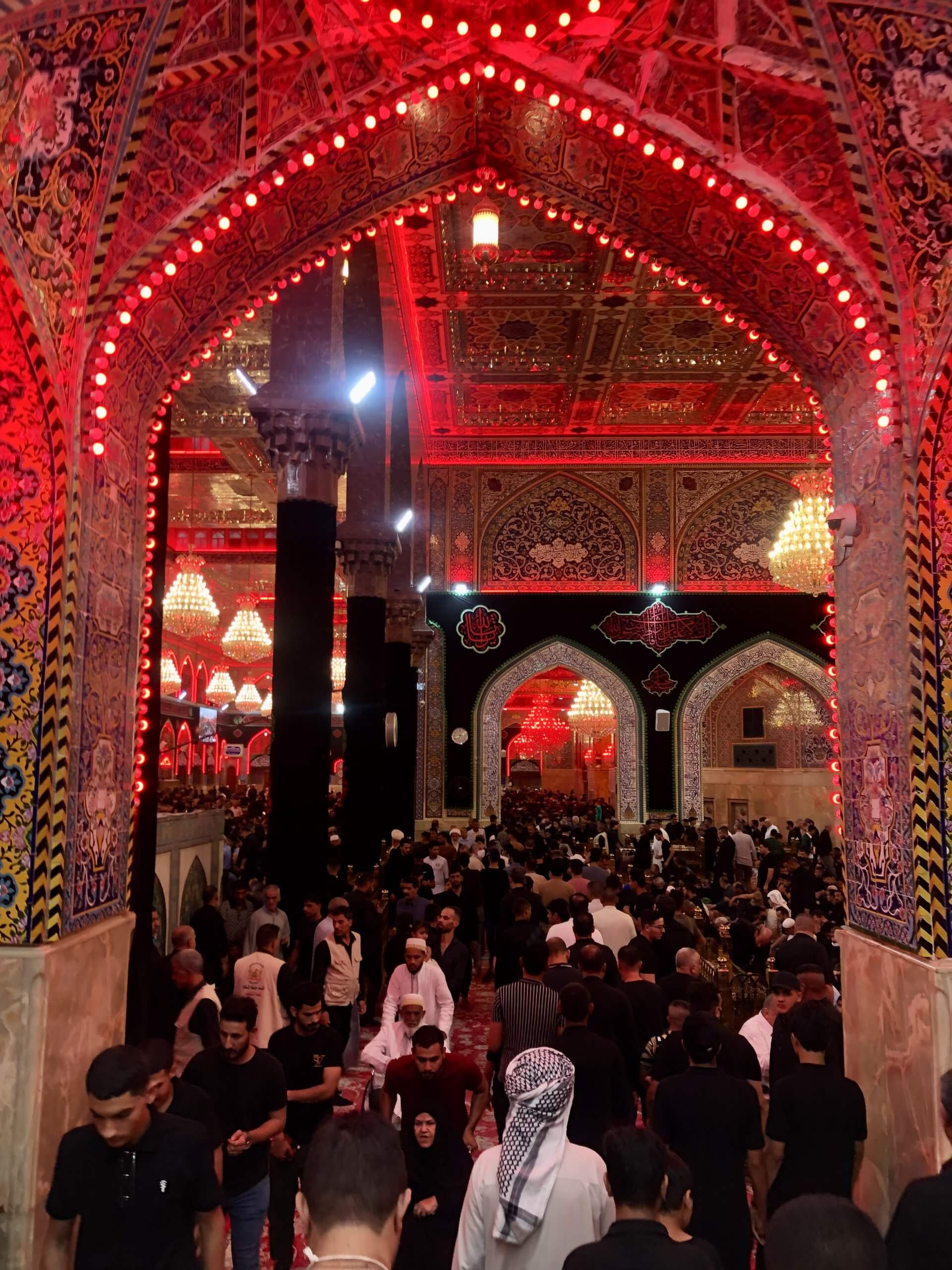 Moving through the vast mosque at the Imam Hussain Shrine in Karbala.