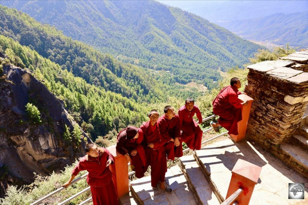 Monks at the Tiger's Nest Monastery.