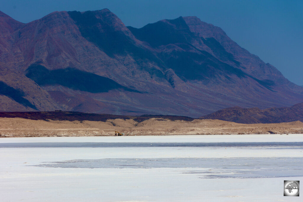 A view of Lake Assal, the lowest point in Africa and the third lowest point on Planet Earth.