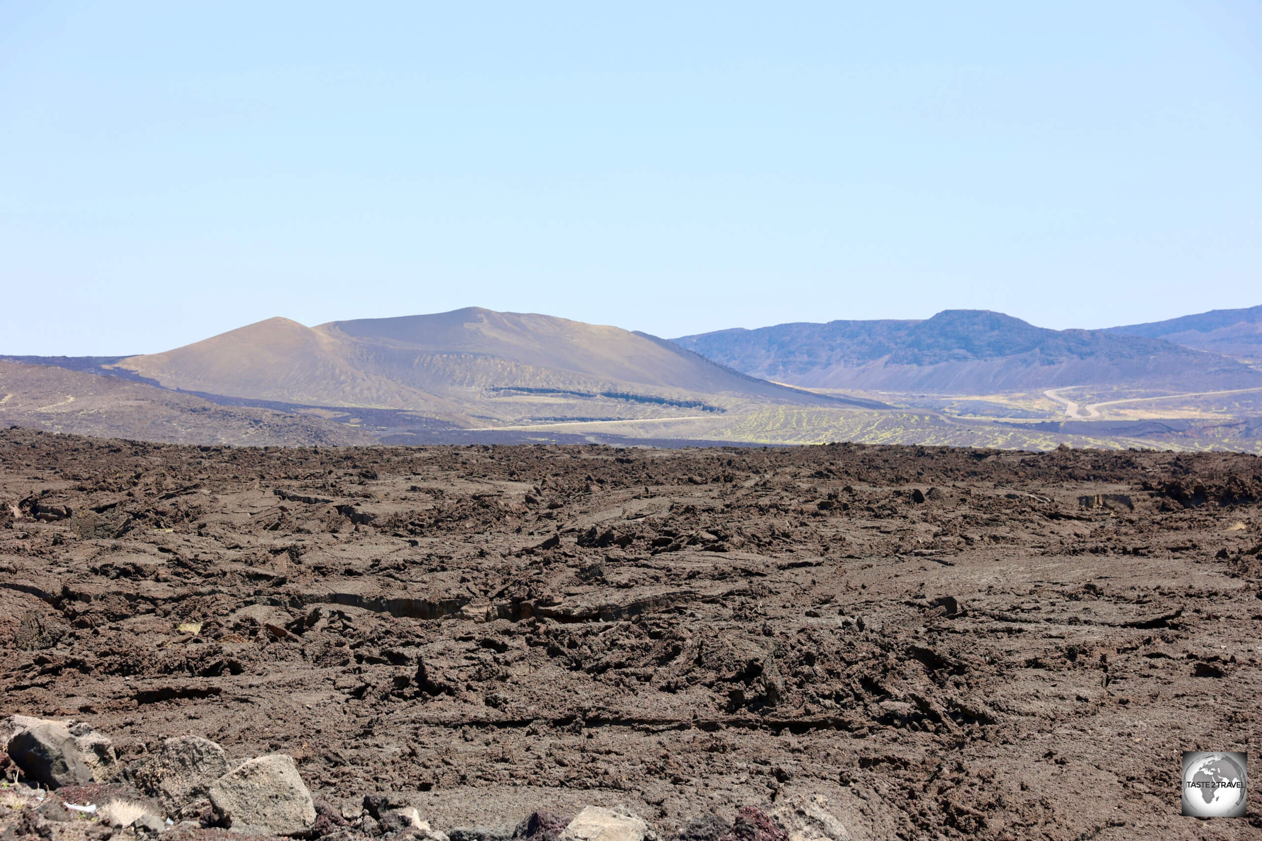 Basaltic lava fields, which were created during the eruption of the Ardoukoba volcano in 1978.