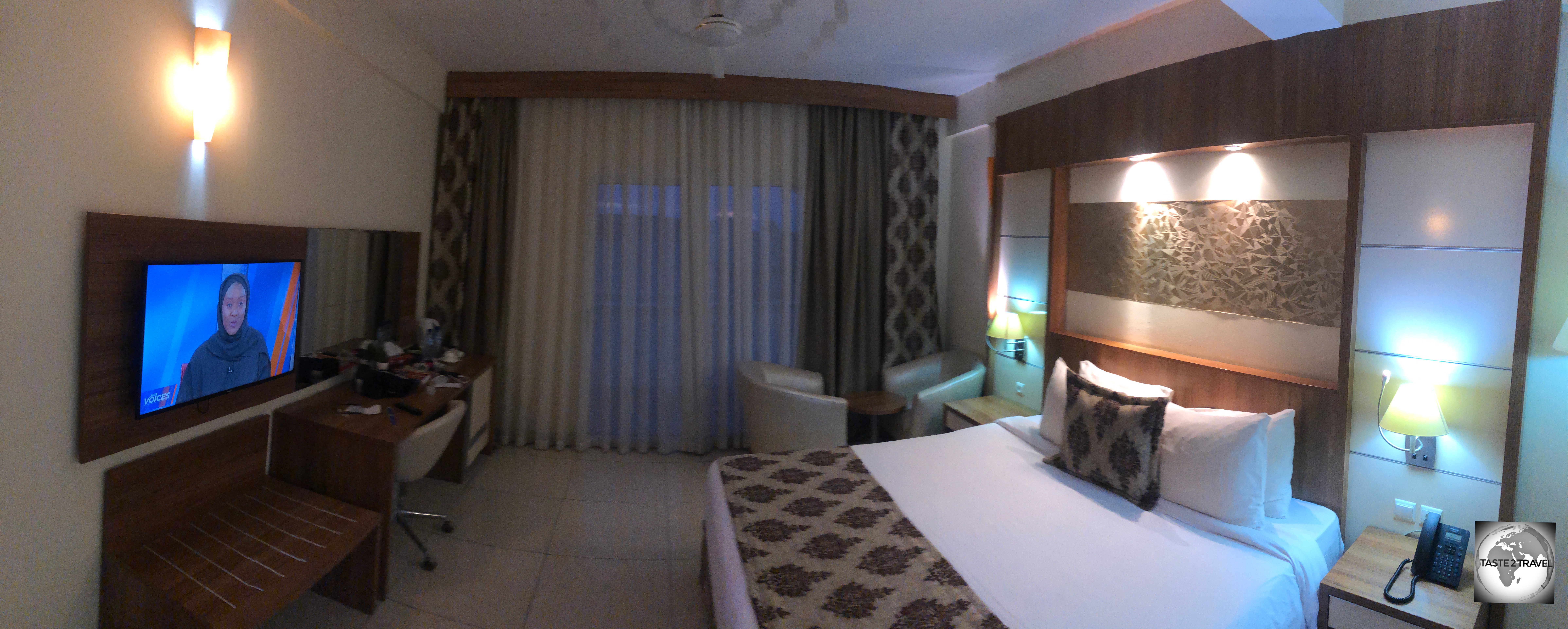 My room at the Atlantic Hotel in Djibouti City.