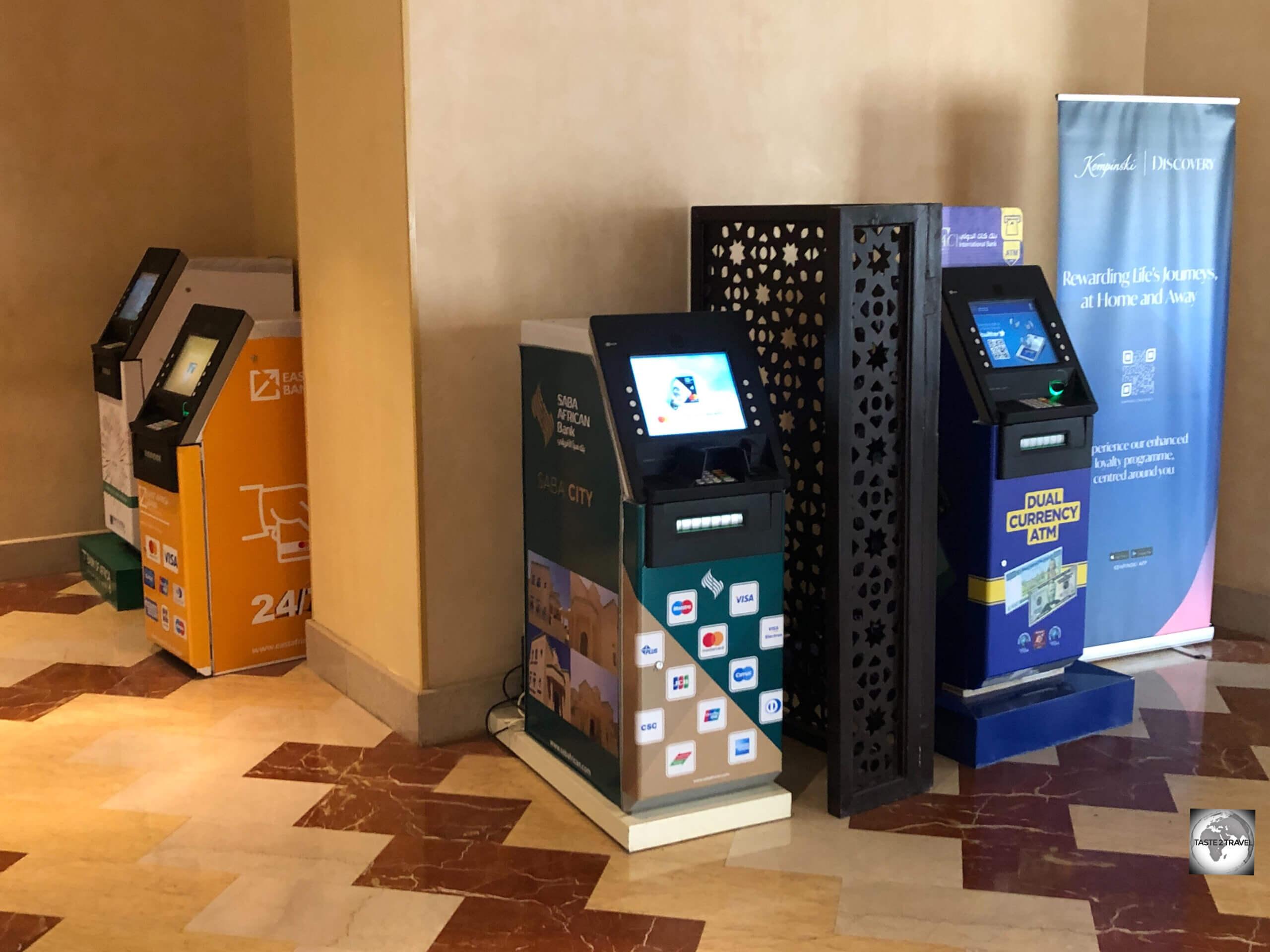 Dual currency ATMs, which dispense both DJF and USD cash, can be found everywhere in Djibouti city.