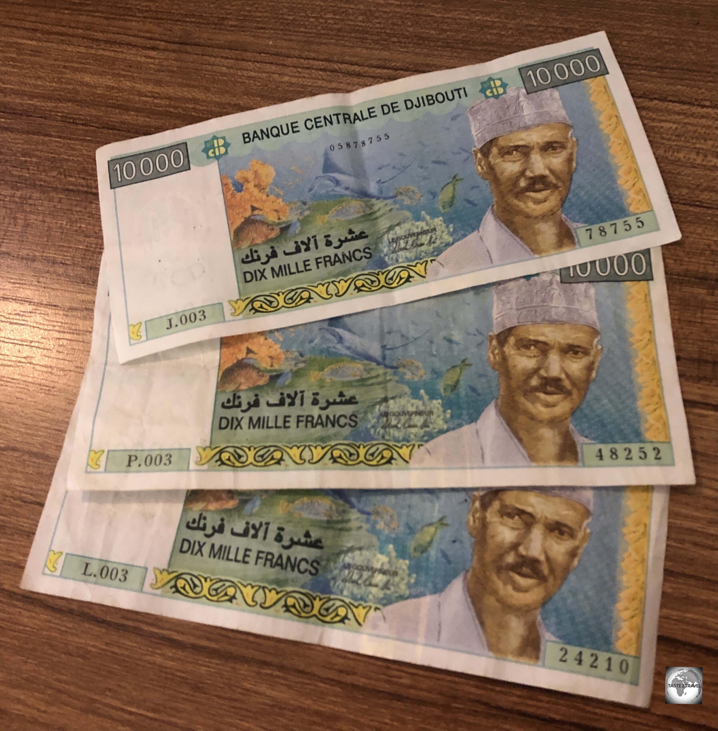 The highest denomination note, the DJF 10,000 bank note is worth US$56.20.