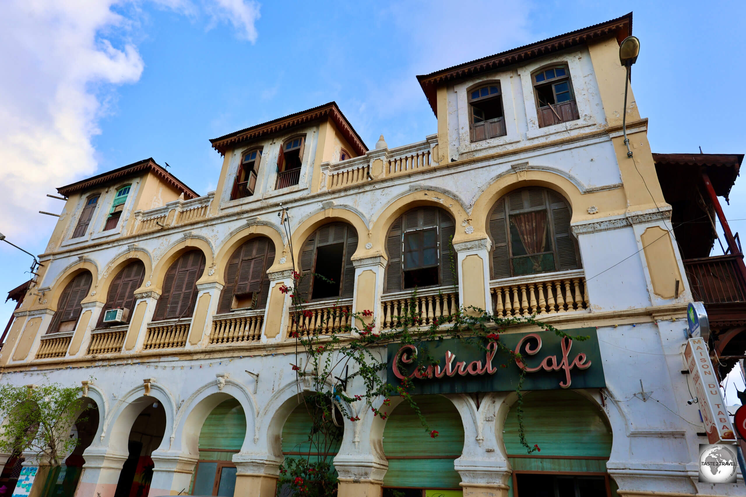 A typical colonial-era building in Djibouti's European Quarter.